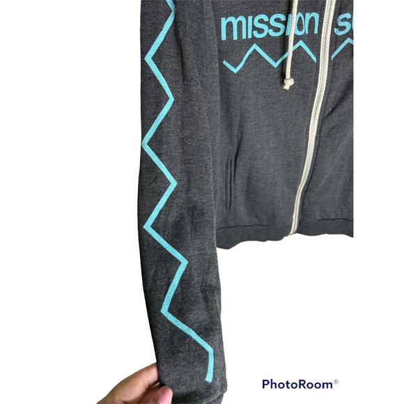 Chaser Womens Jacket Mission Surf Grey Terry Knit Zip Graphic Hoodie Size M NEW - Picture 6 of 6